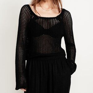 Old Navy Open-Stitch Cropped Bouclé Sweater S